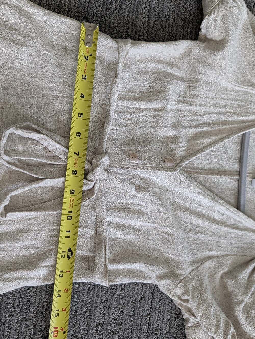 Rachel Pally Piper Dress Linen Blend Puff Sleeve Button Tie Waist Midi USA - Picture 10 of 12
